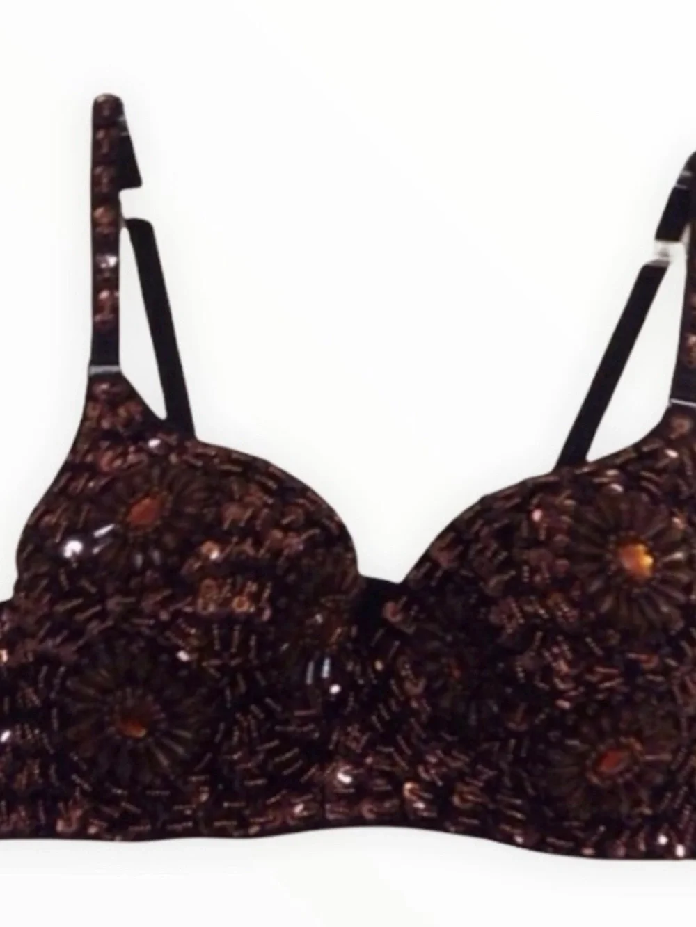 🔴 Stunning Sequins Bronze Padded Bra